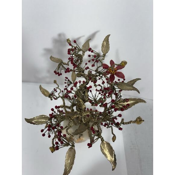 Tree of Life or Feng Shui tree, crafted with beads on Marble stone base Golden - Picture 5 of 10